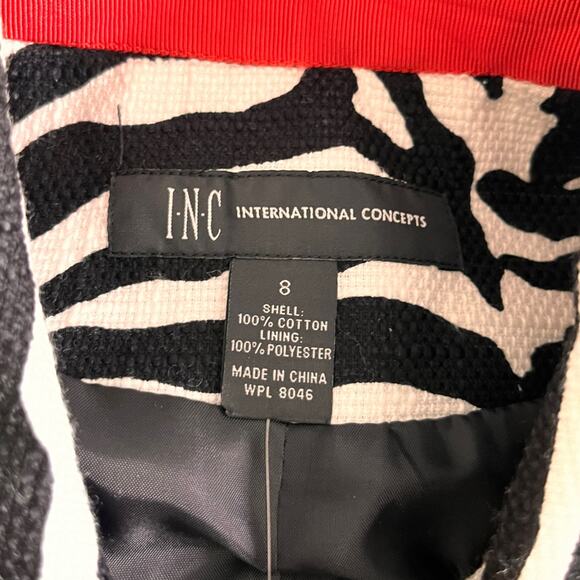 Vintage INC Size S/M? Internation Concepts Womens Peplum Jacket Zebra Print - Picture 5 of 5
